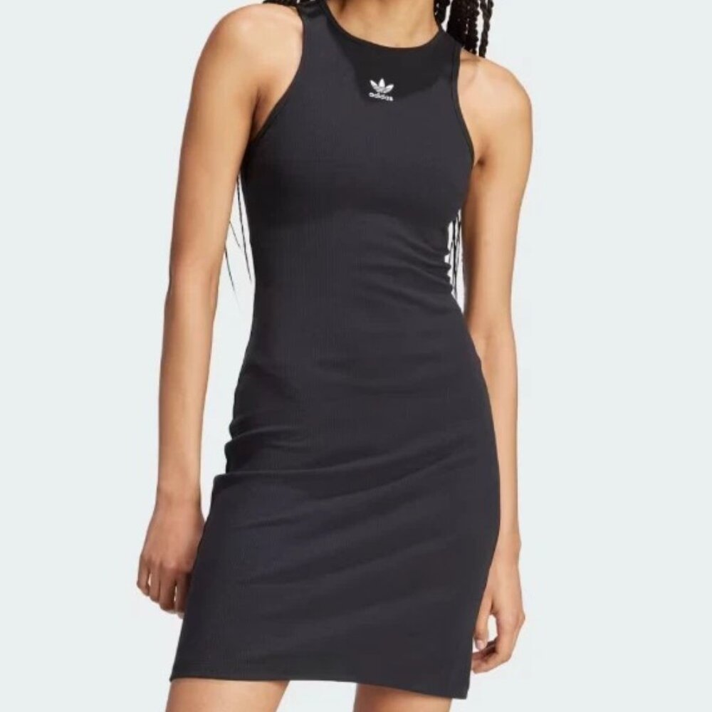 Adidas Originals Women's Tank Dress Black Trefoil Ribbed Racerback Small NWT - Picture 3 of 8